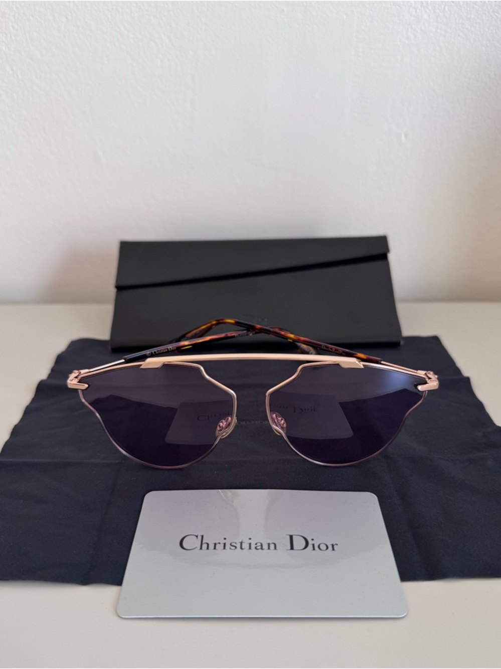 Dior Gold & Tortoise Metal Sunglasses with Purple Lenses